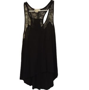 Sheer and lace black sleeveless top